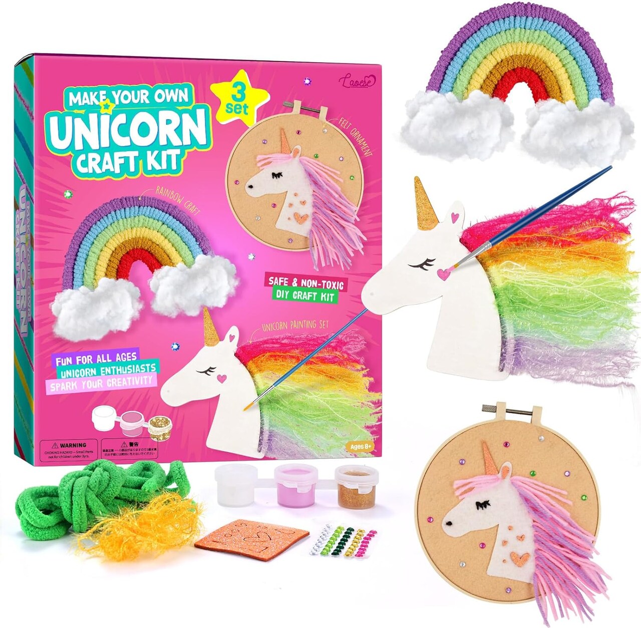 Unicorn Crafts for Kids - Sewing Kit Gift for Girls Ages 8-12 Year Old - Arts and Crafts Painting Kits Unicorns Toys, Art Kit for Kids Ages 8 9 10 11 12 Teenage Present Christmas Gifts